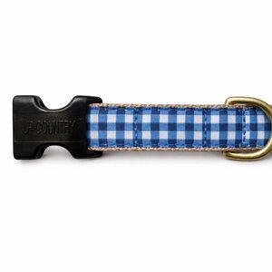 Up Country Blue Gingham Dog Collar Size Large